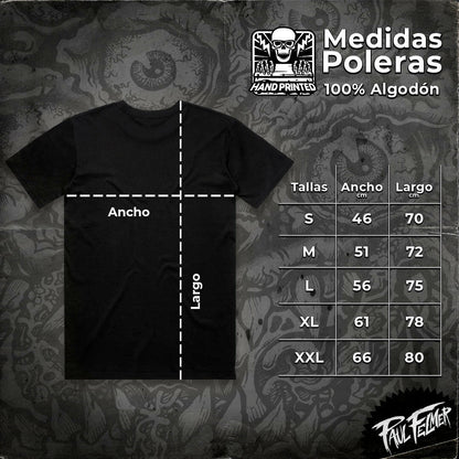 Guía de tallas poleras Paul Felmer — medidas S, M, L, XL, XXL