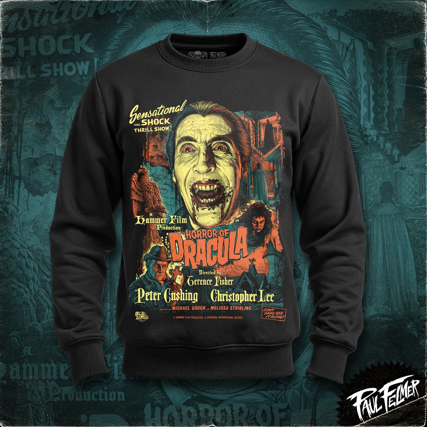 Polerón polo HORROR OF DRACULA — serigrafía artesanal Paul Felmer Chile