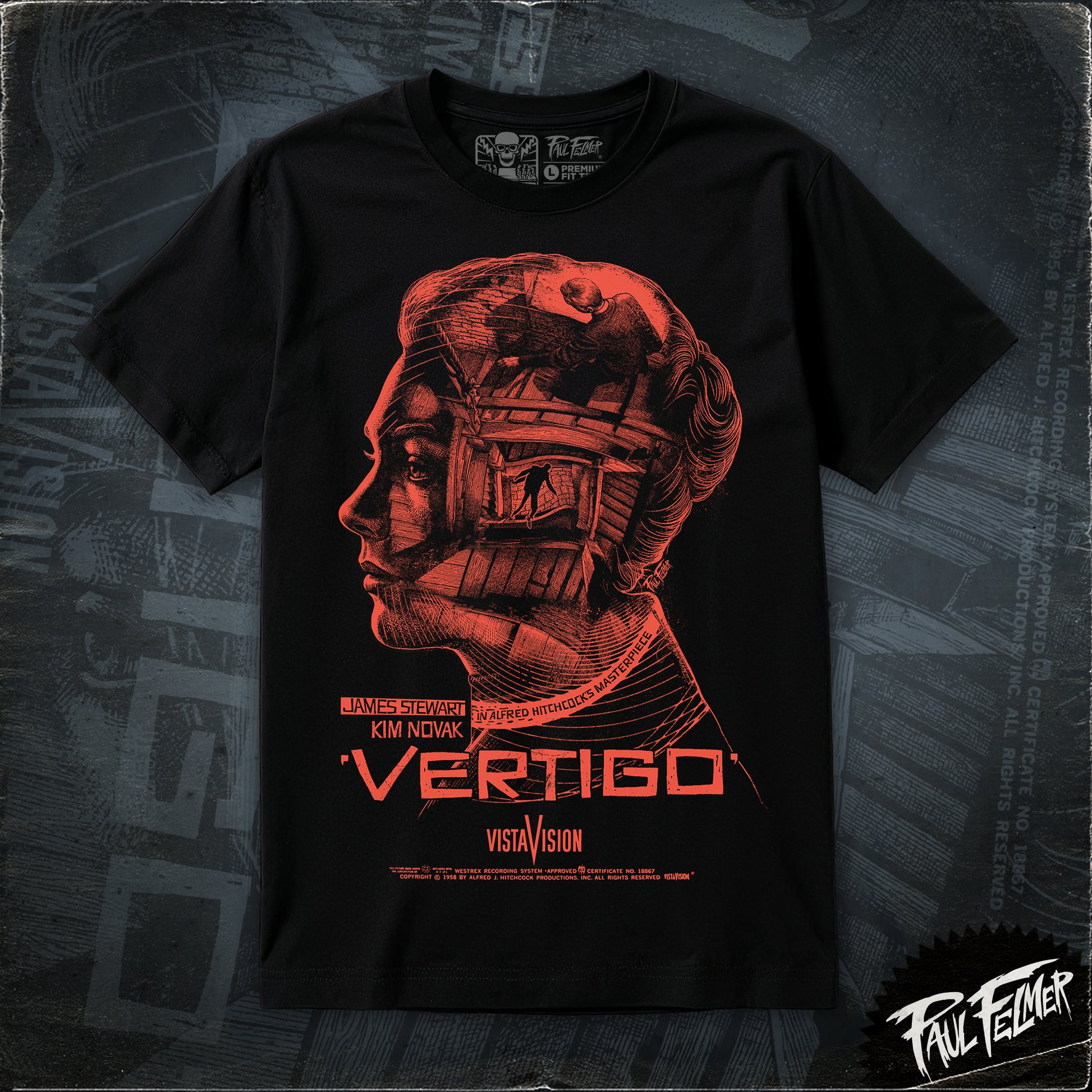 Polera VERTIGO - Kim — Serigrafía artesanal Paul Felmer Chile — frente