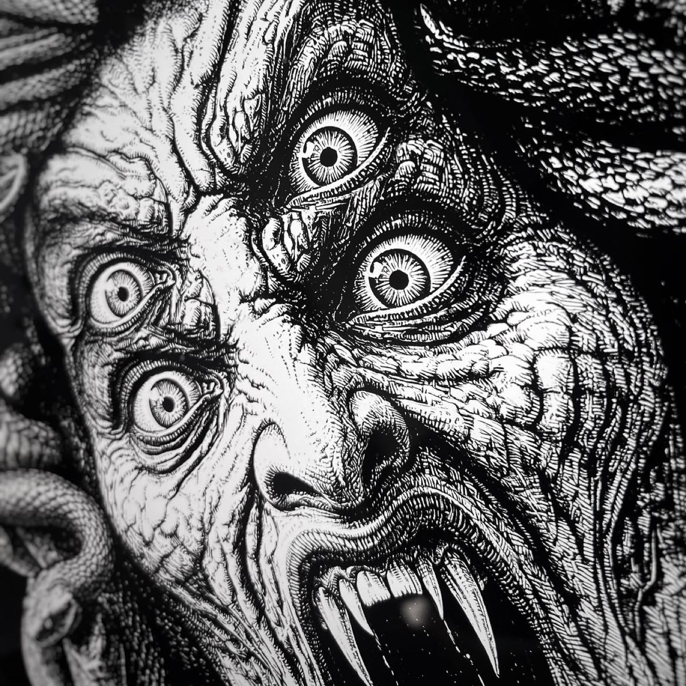 El dibujo original a mano de la Medusa de cuatro ojos